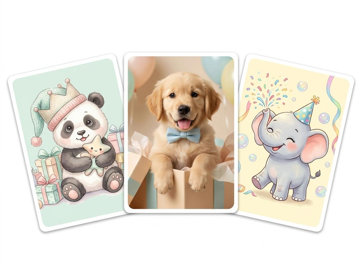 Baby greeting cards arranged as a fan product mockup