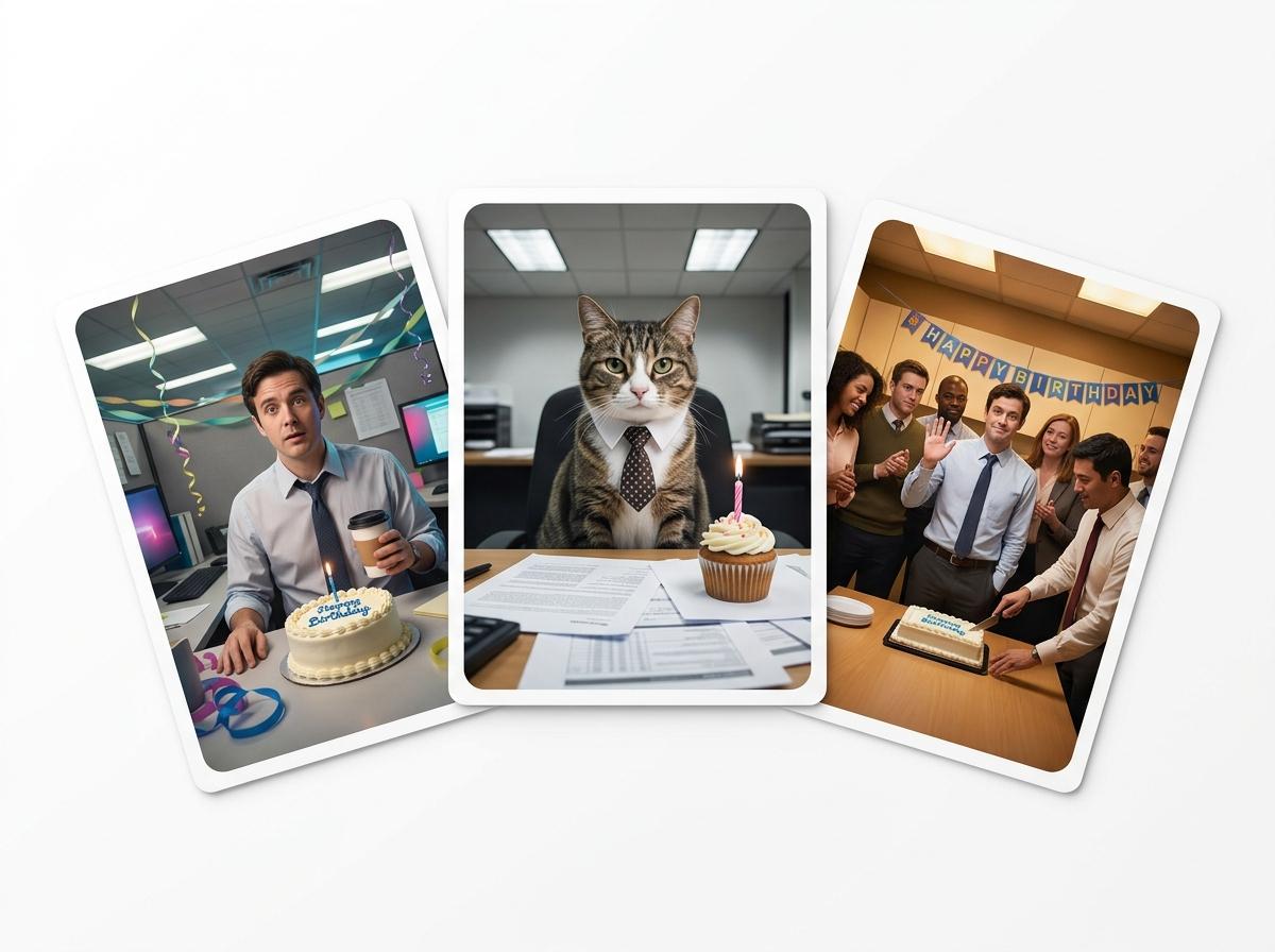 Greeting cards for coworkers arranged as a fan product mockup