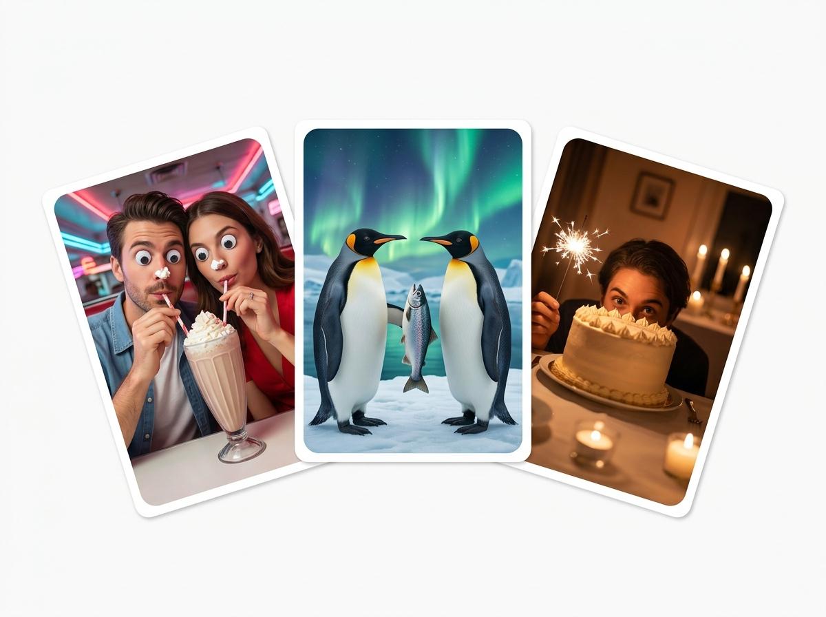 Romantic greeting cards for couples arranged as a fan product mockup