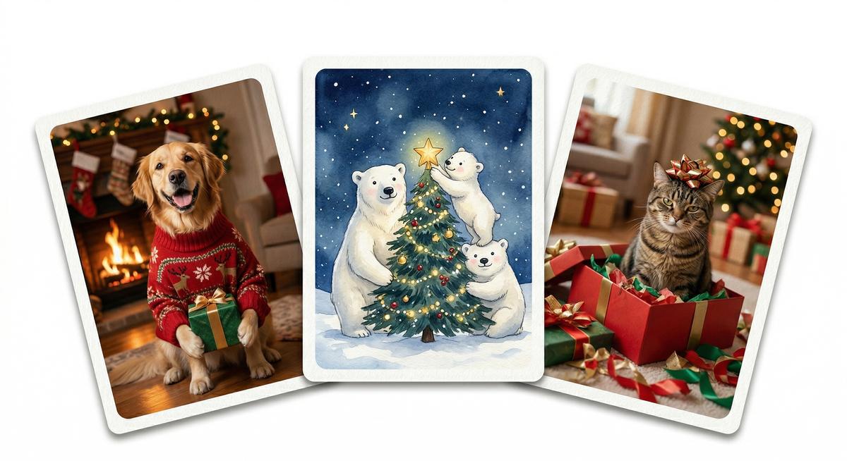 Family greeting cards arranged as a fan product mockup