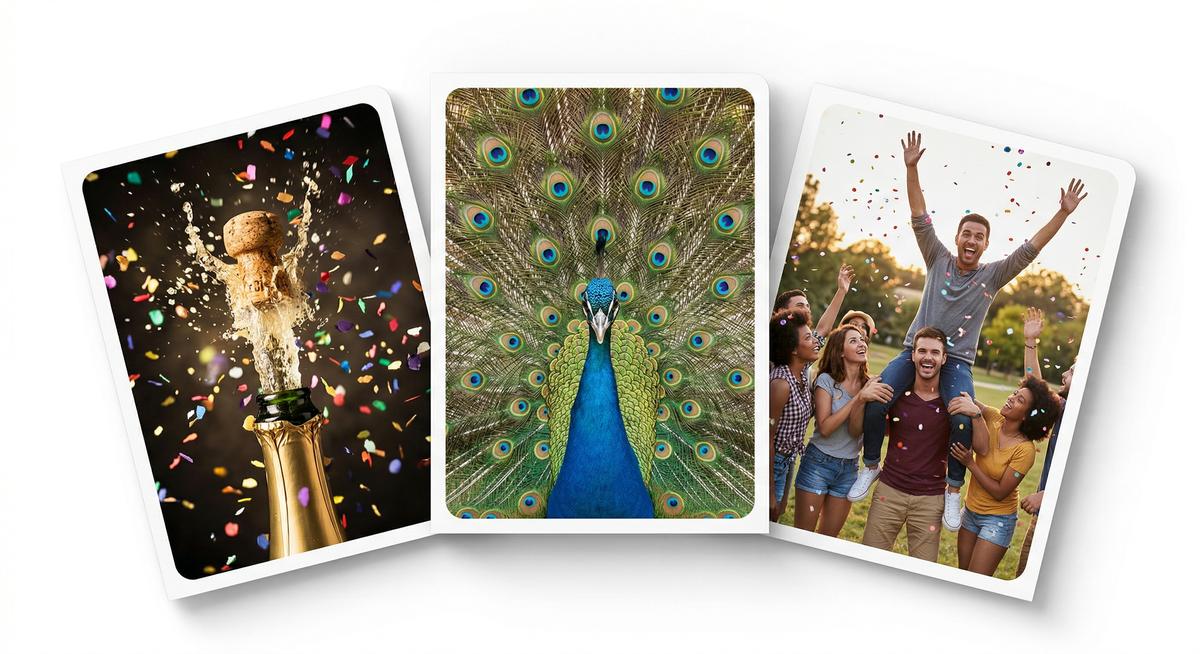 Celebratory greeting cards arranged as a fan product mockup